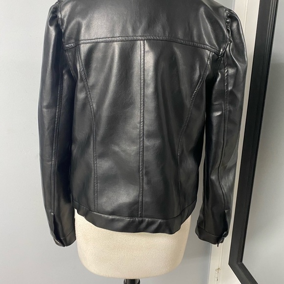 NWOT AQUA FAUX LEATHER PUFF SLEEVE JACKET BLOOMINGDALE EXCLUSIVE SZ LARGE - Picture 10 of 11
